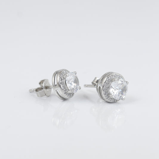 circle cut diamond 925 silver eariing