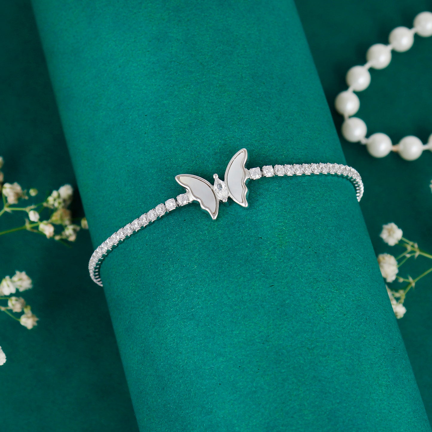 Butterfly Design Crystal Tennis Bracelet