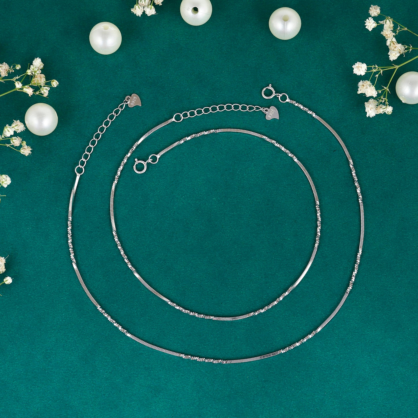 Textured Sterling Silver Slim Anklet