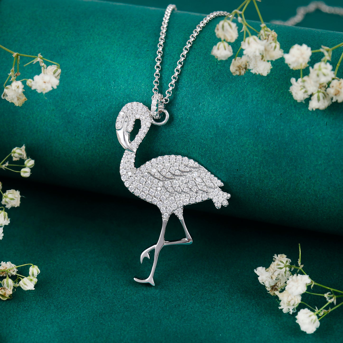 Flamingo 925 Sterling Silver Pendant Necklace