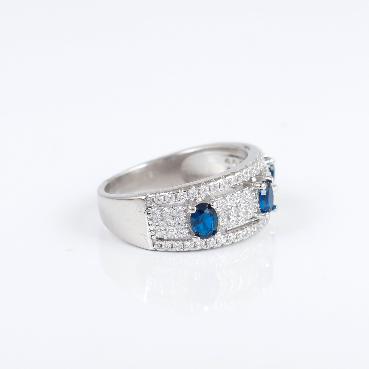 Sapphire Diamond Silver Ring