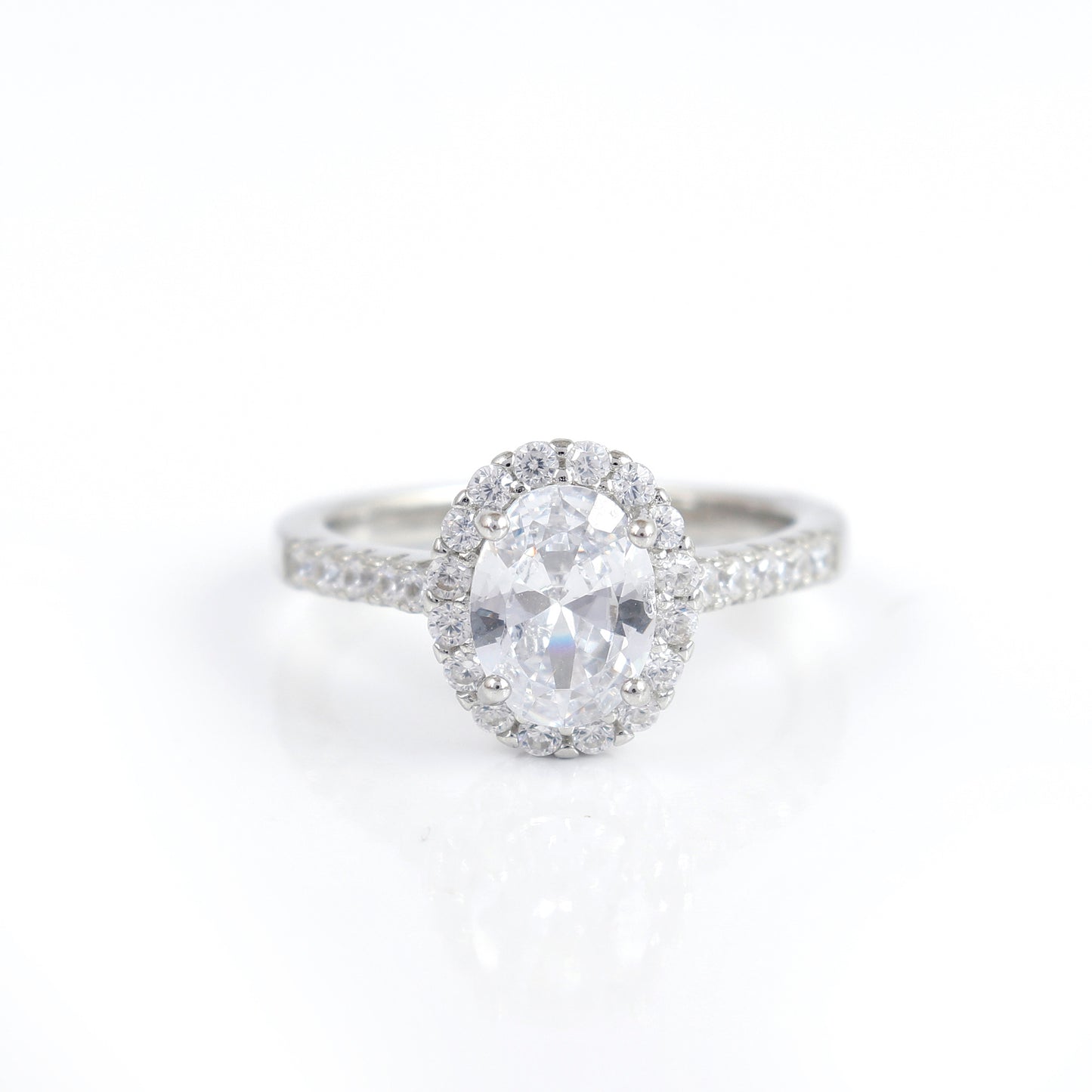 Silver Oval Stone Ring