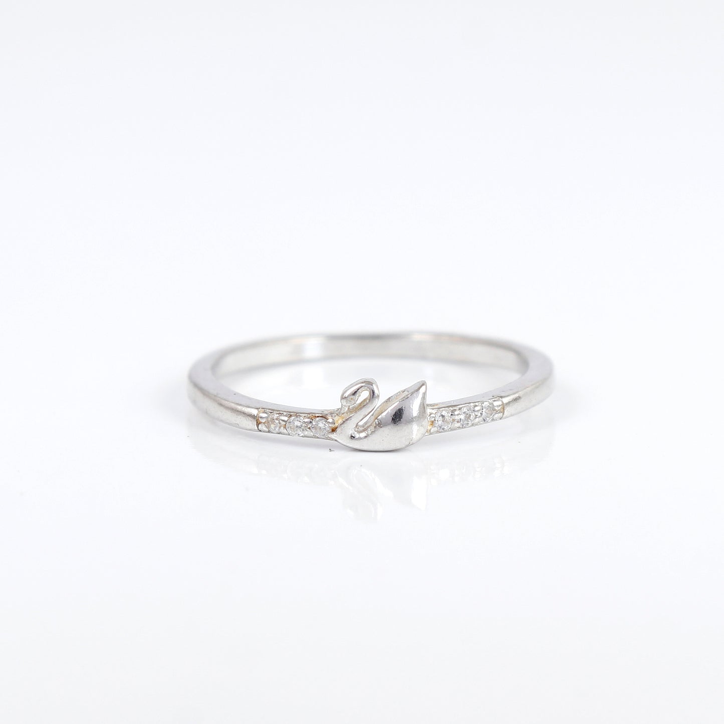 Silver Swan Stone Ring