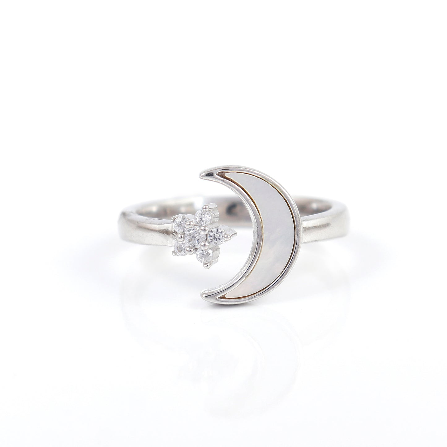 Sterling Silver Star & Moon Adjustable Ring