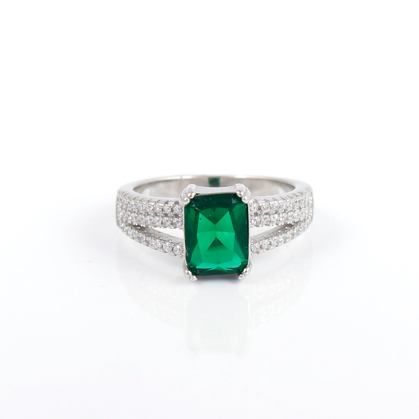 Silver Emerald Stone Ring