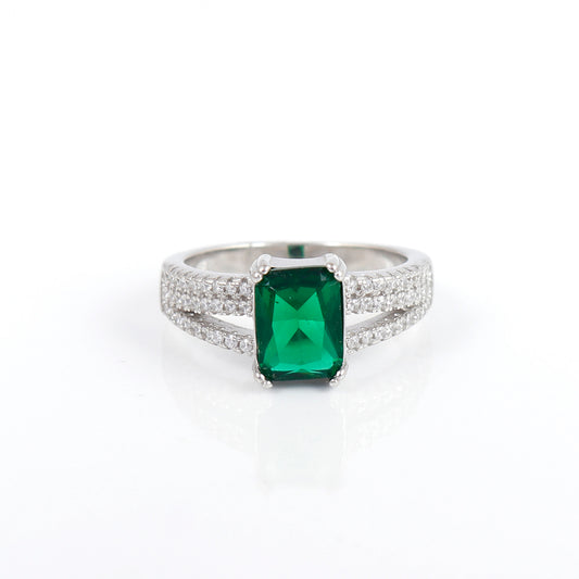 Silver Emerald Stone Ring