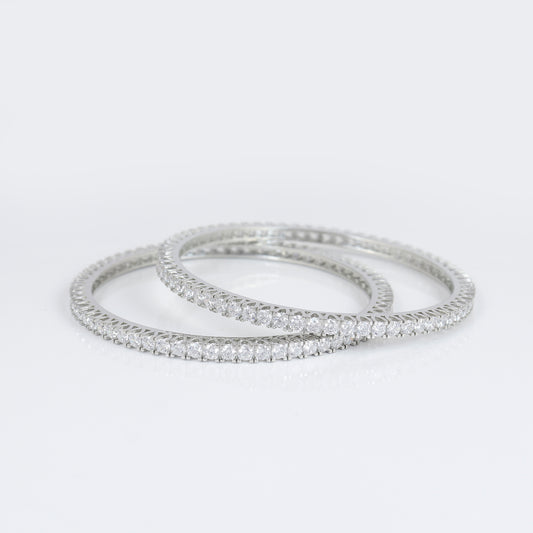 Full CZ Eternity Silver Bangle