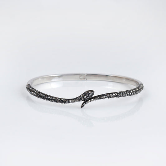 Black CZ Stone Studded Silver Bracelet