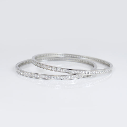 Silver Bangle with Princess Cut Stones