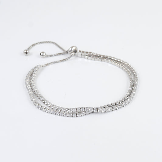Double Layer Adjustable Tennis Slider Bracelet