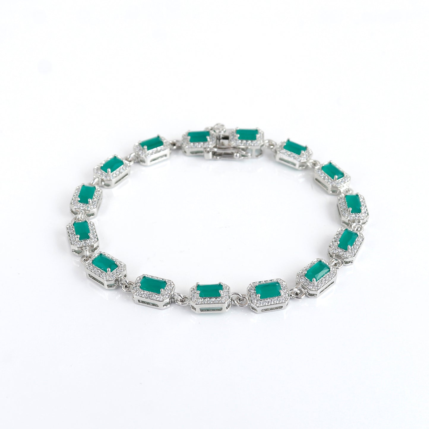 Green Stone Sterling Silver Bracelet