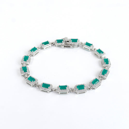 Green Stone Sterling Silver Bracelet