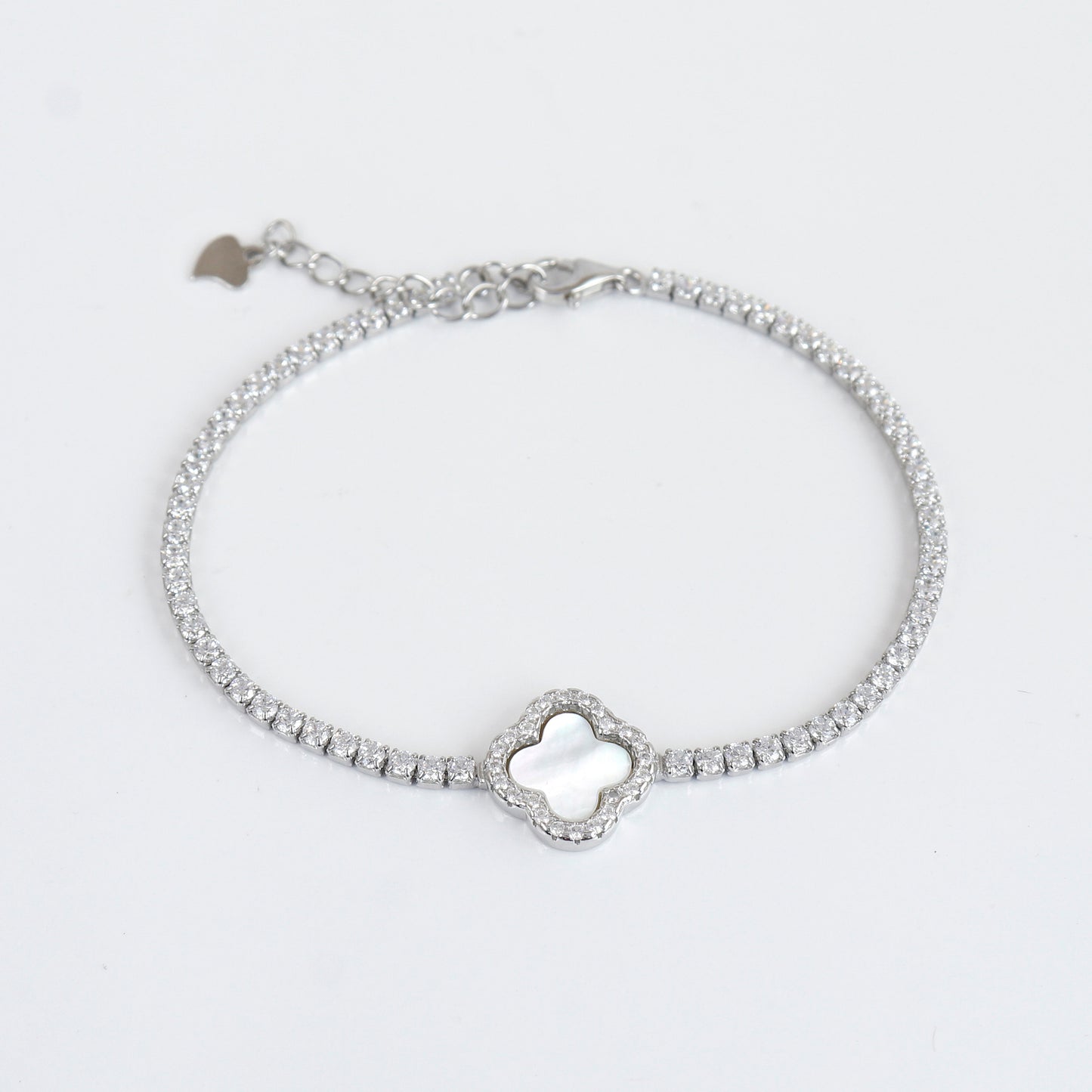 Clover Design Crystal Tennis Bracelet