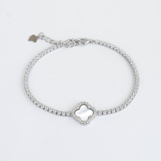 Clover Design Crystal Tennis Bracelet