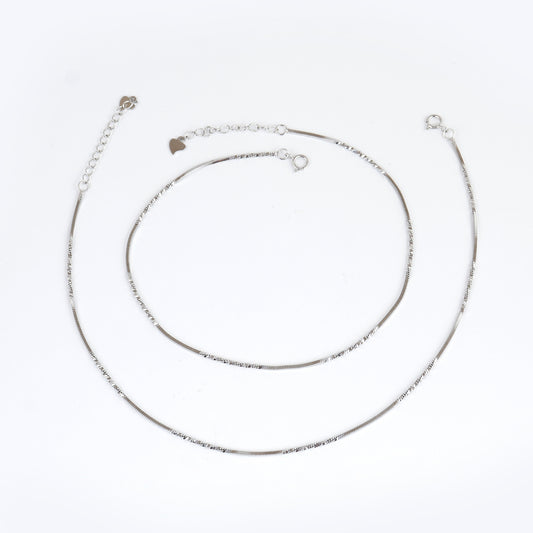 Textured Sterling Silver Slim Anklet