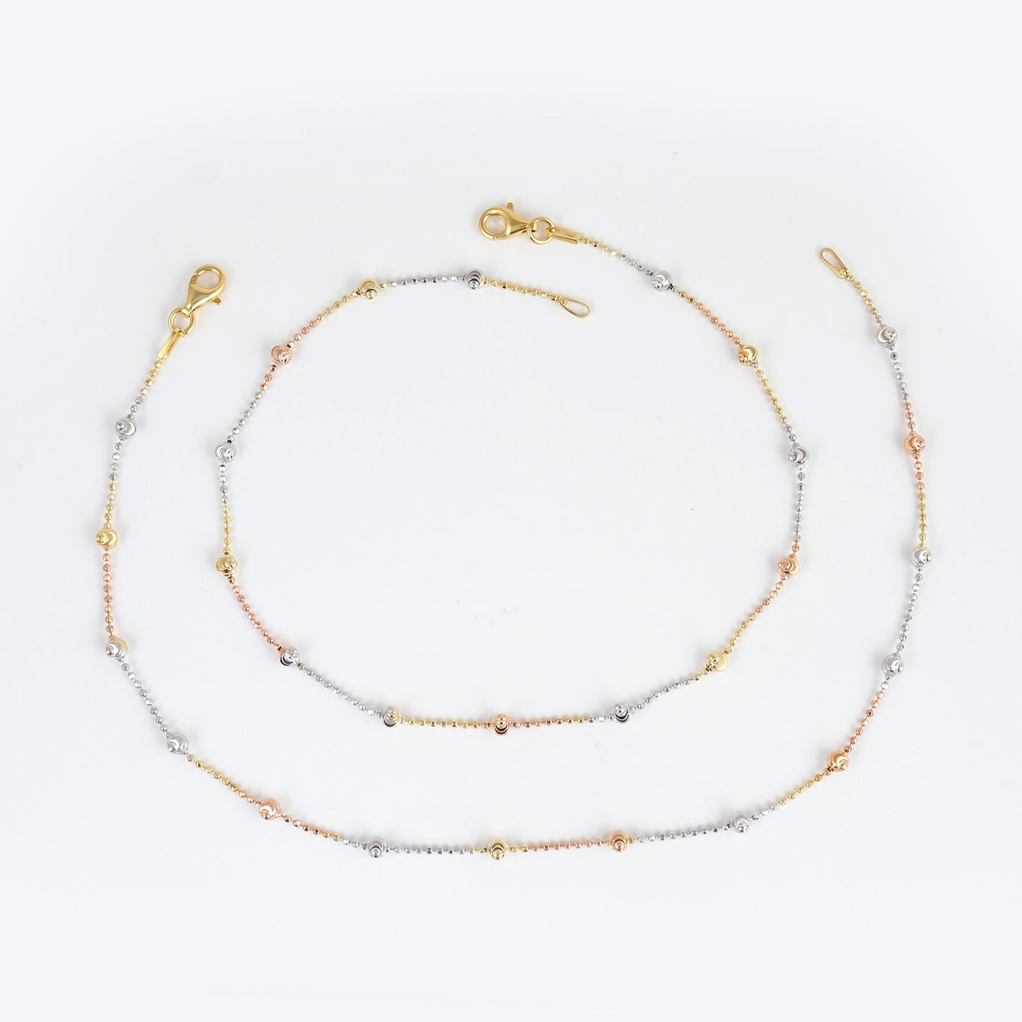 Rose Gold Beaded Sterling Silver Anklet