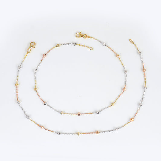 Rose Gold Beaded Sterling Silver Anklet