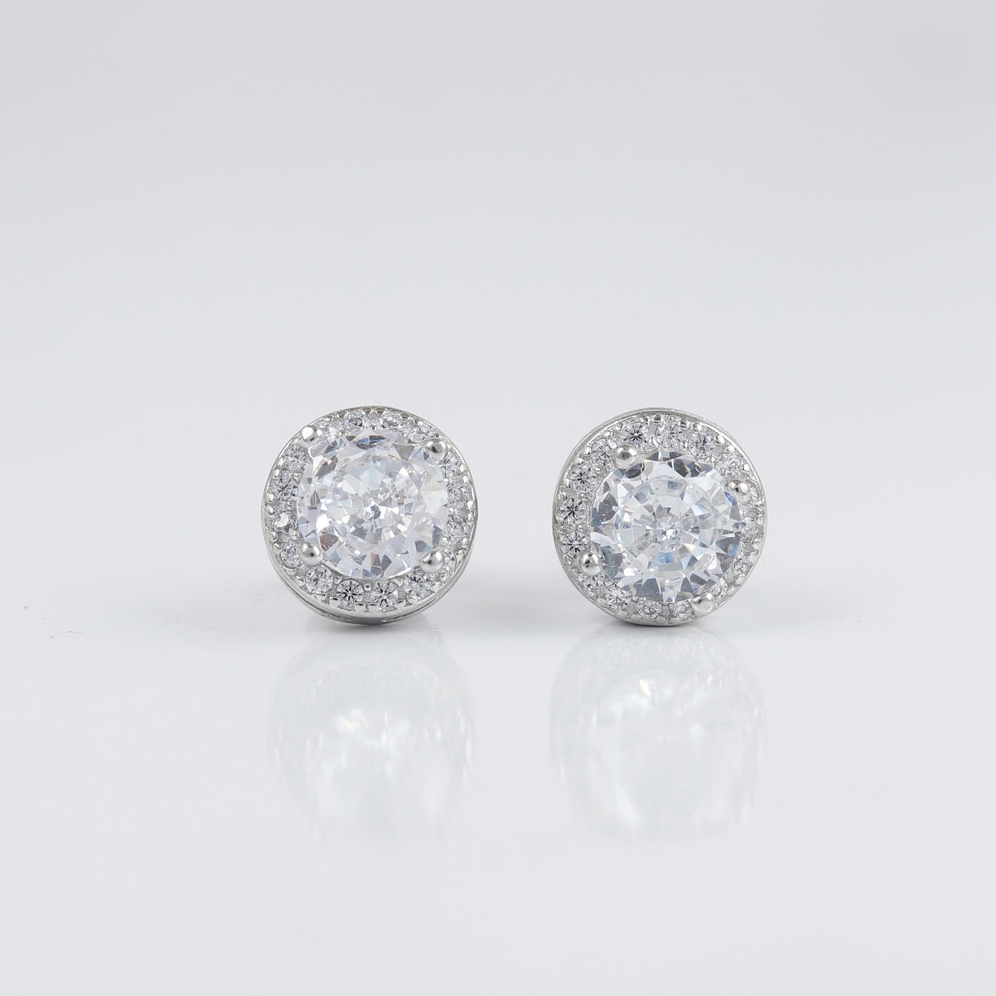 circle cut diamond 925 silver eariing