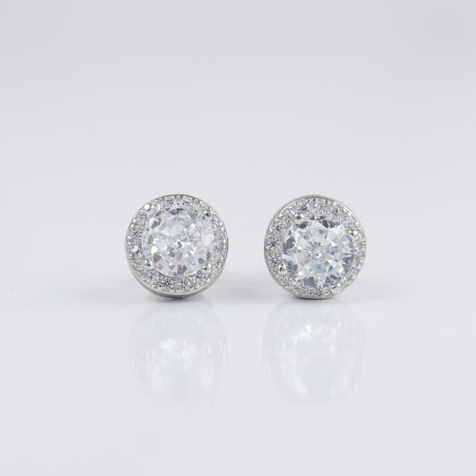 circle cut diamond 925 silver eariing