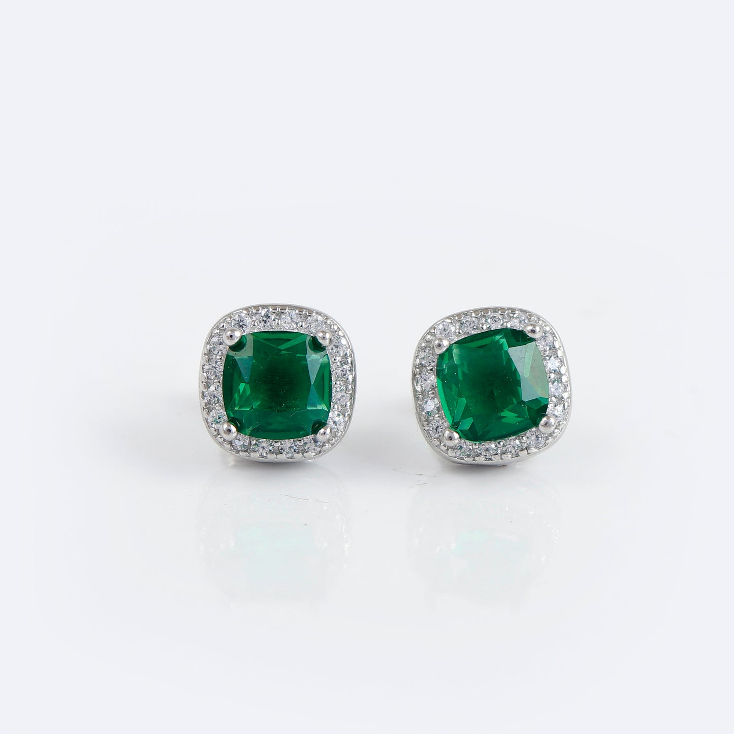 emerald cushion cut 925 silver earring