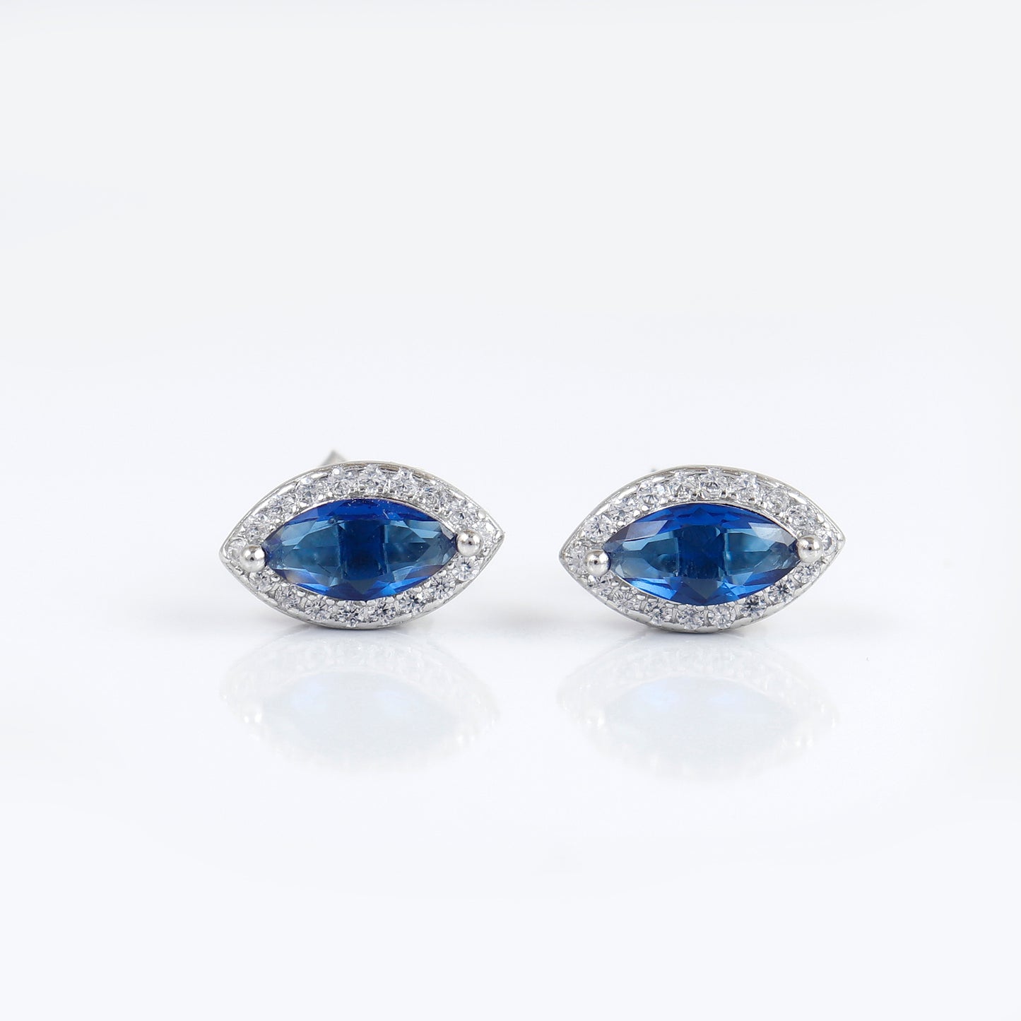 Sapphire diamond eye shaped earring