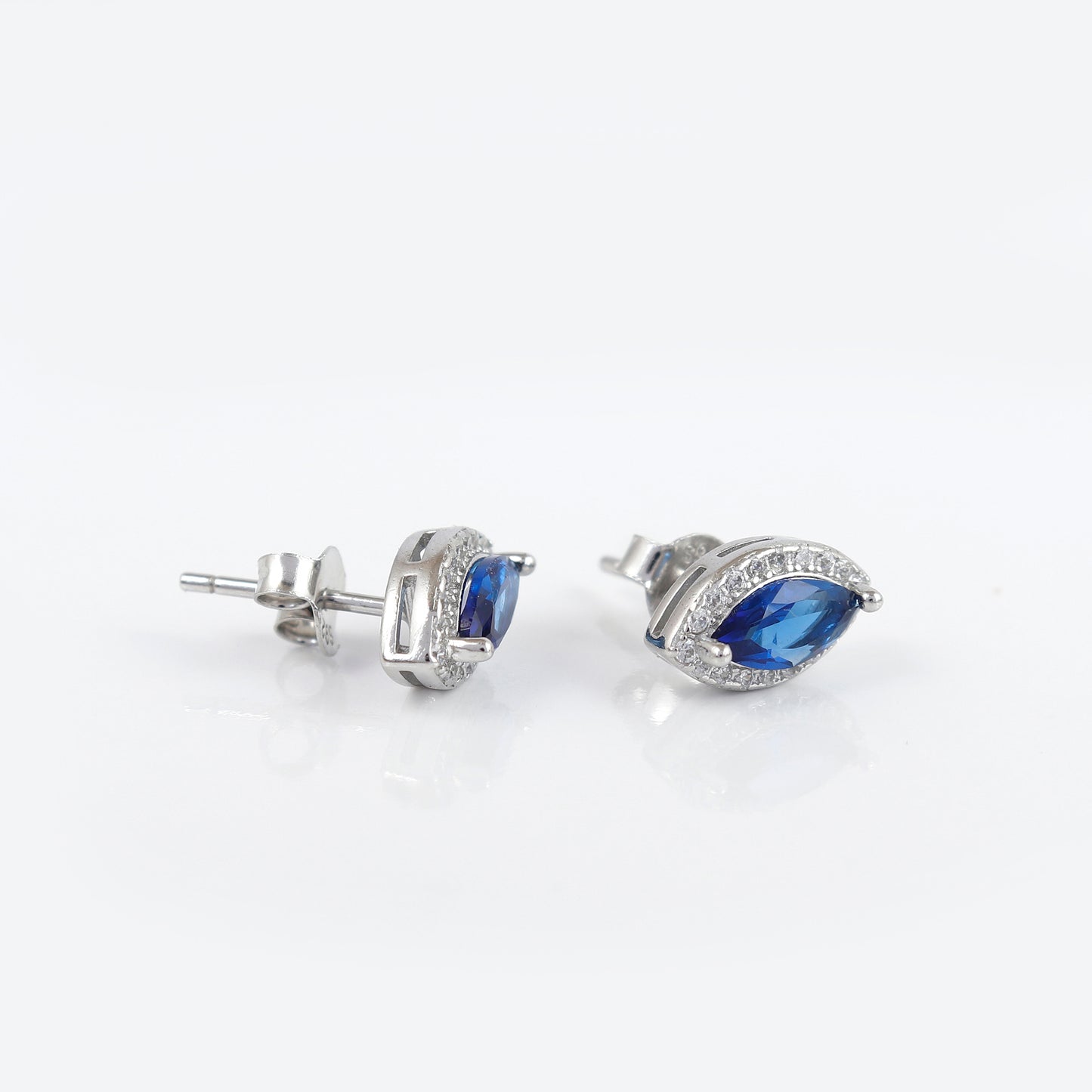 Sapphire diamond eye shaped earring