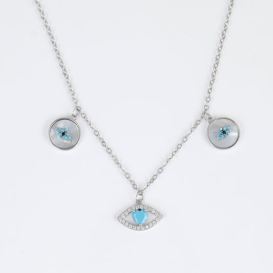 Mother of Pearl inlay and turquoise blue stone accents