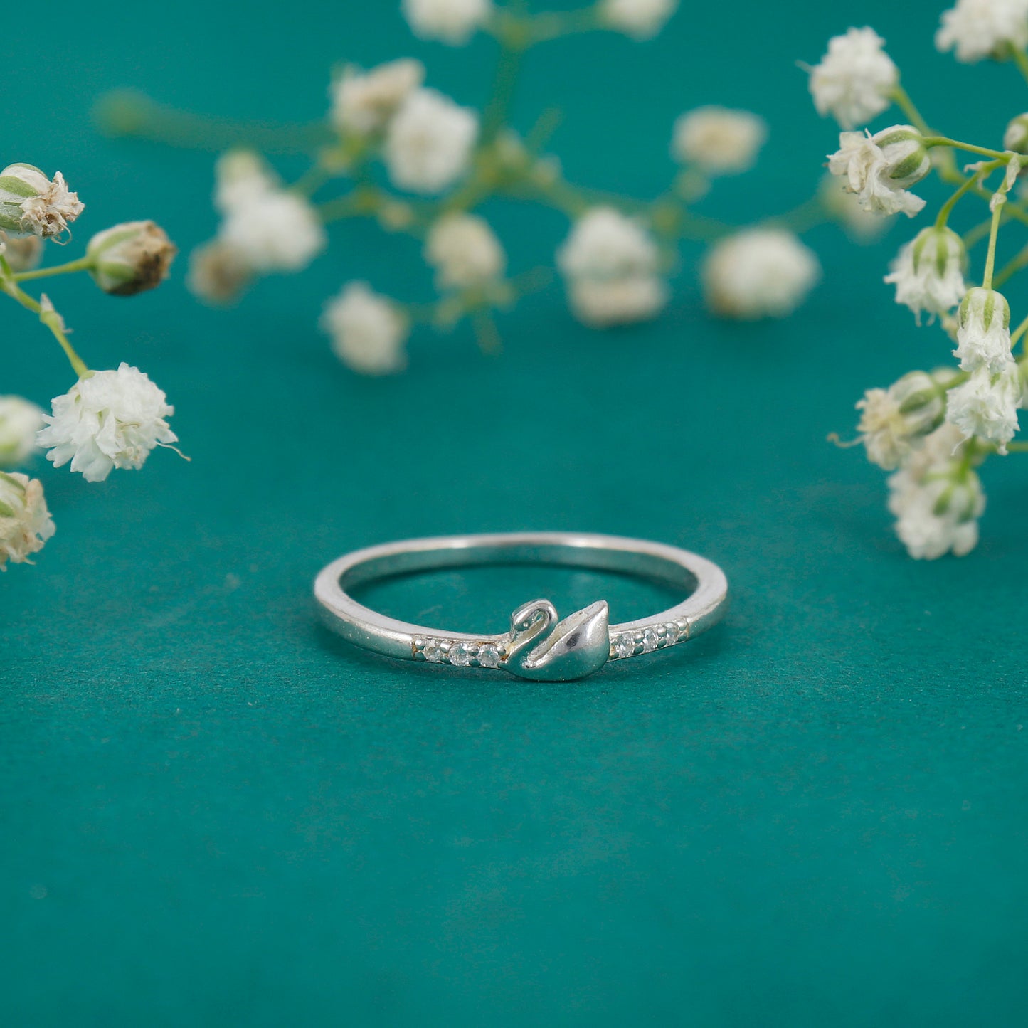 Silver Swan Stone Ring