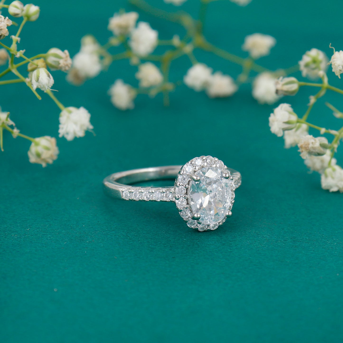 Silver Oval Stone Ring