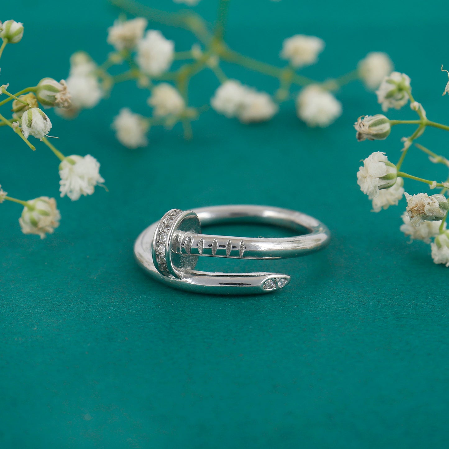 Silver Cartier Stone Studded Ring