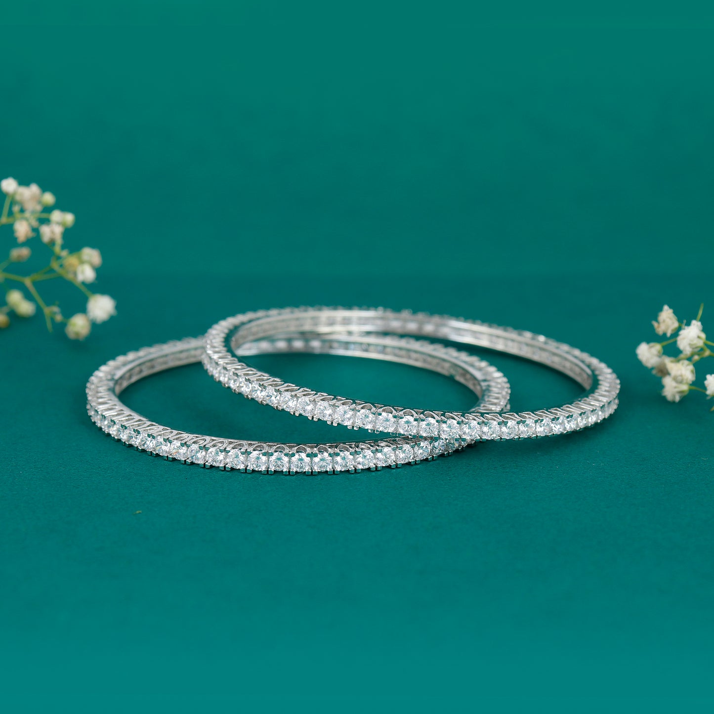 Full CZ Eternity Silver Bangle