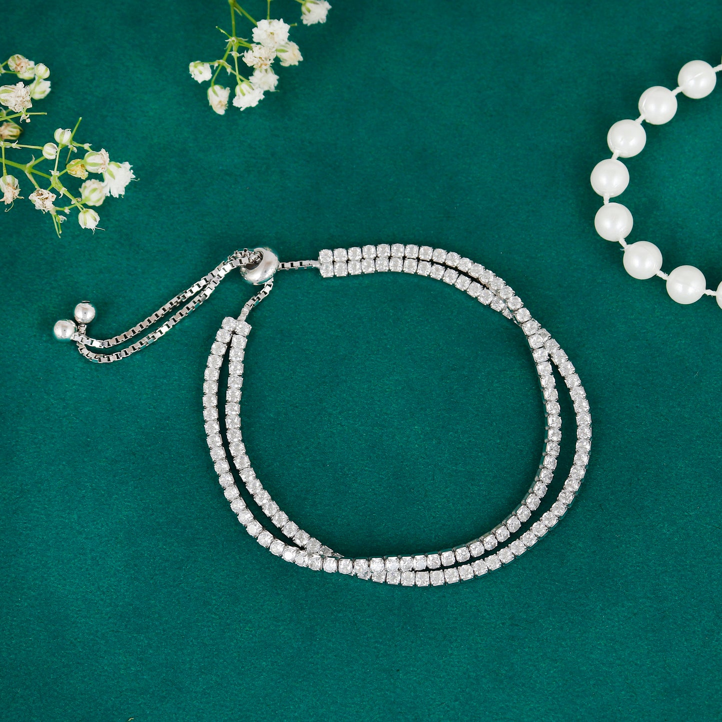 Double Layer Adjustable Tennis Slider Bracelet