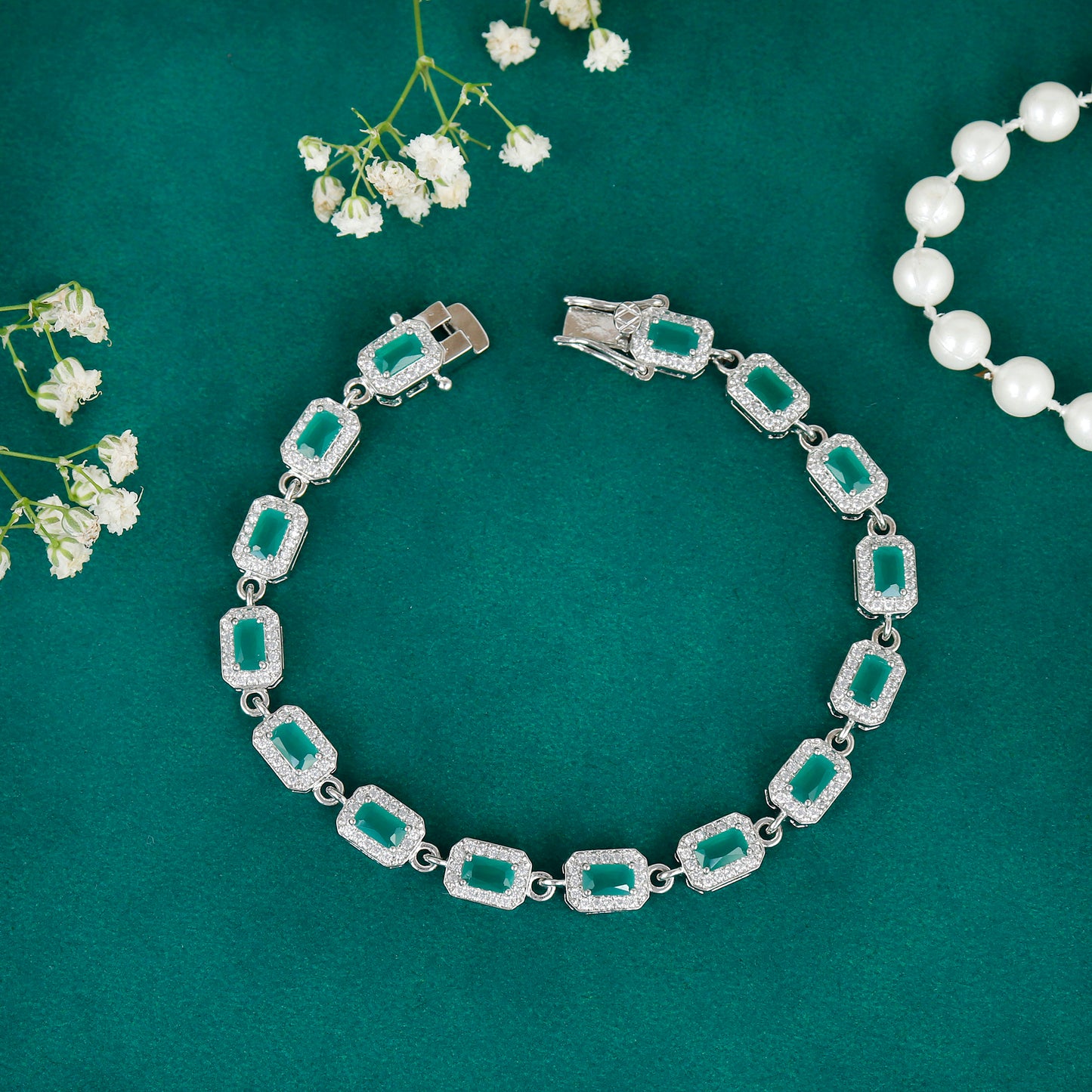 Green Stone Sterling Silver Bracelet