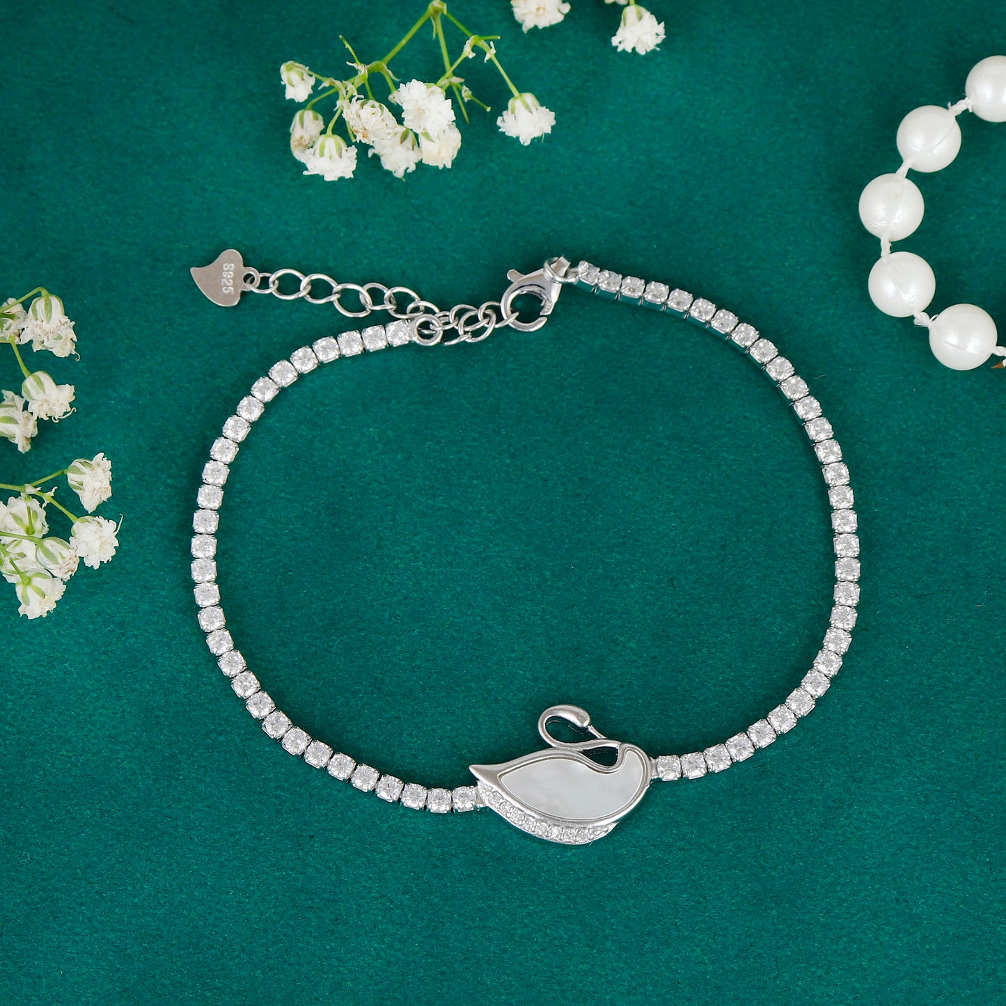 Swan Design Tennis Bracelet