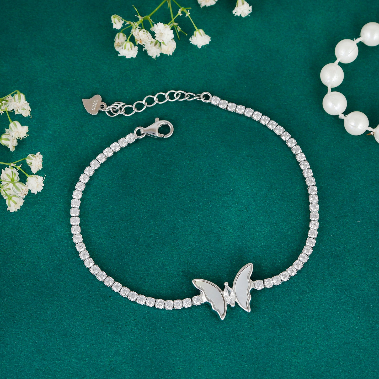 Butterfly Design Crystal Tennis Bracelet