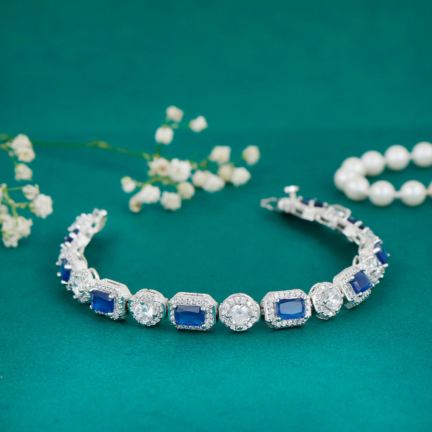 White stone silver bracelet.