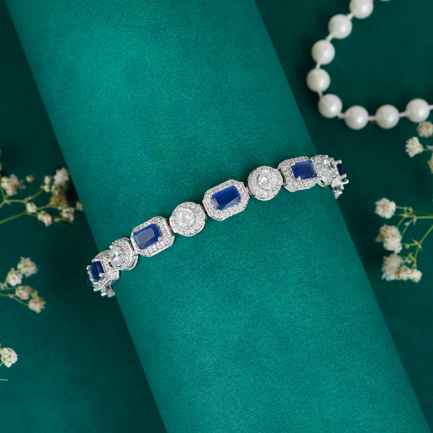 White stone silver bracelet.