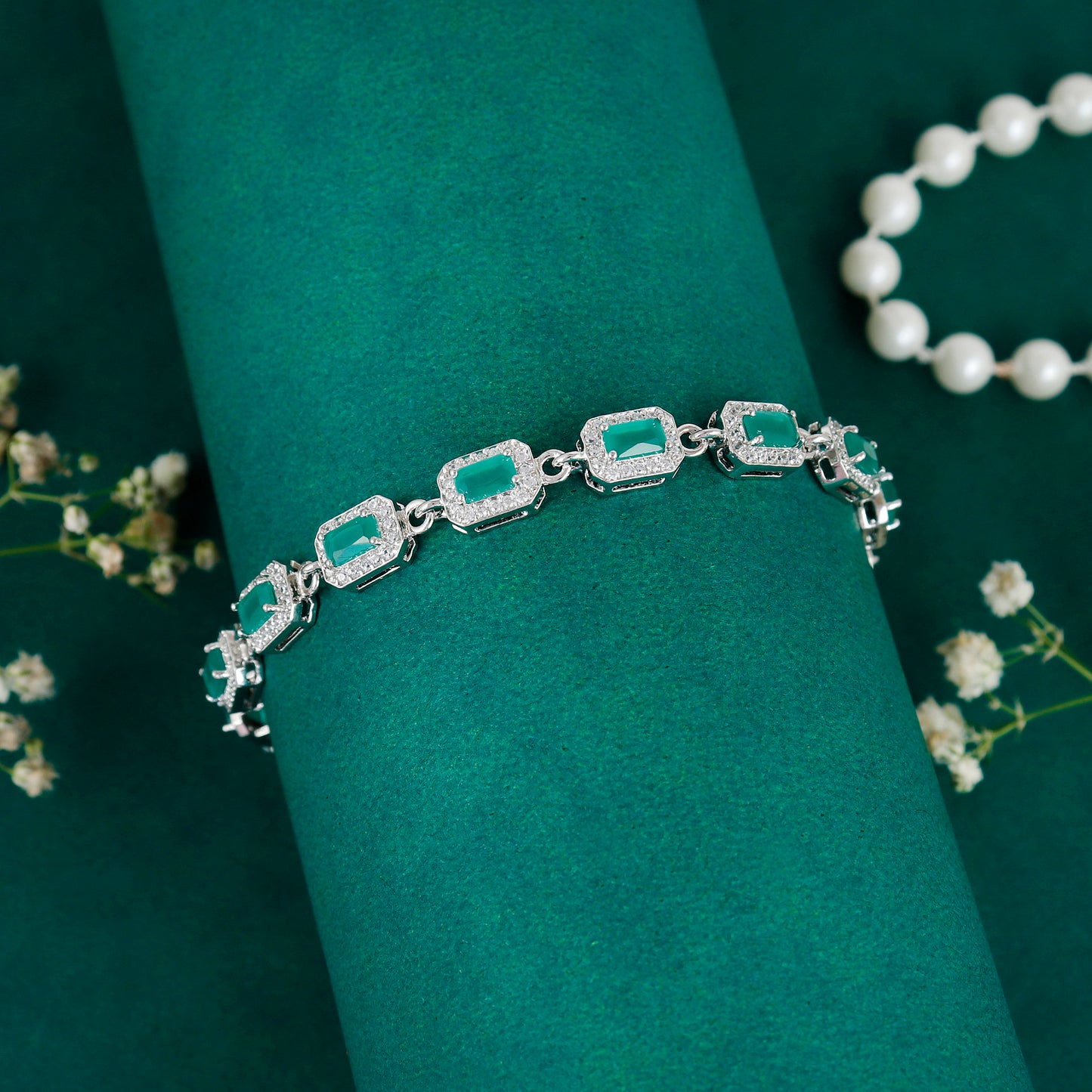 Green Stone Sterling Silver Bracelet