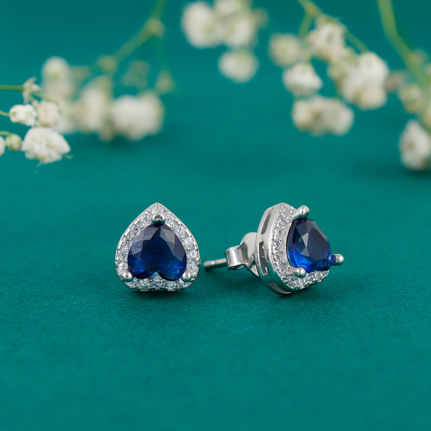 Sapphire heart shaped earring