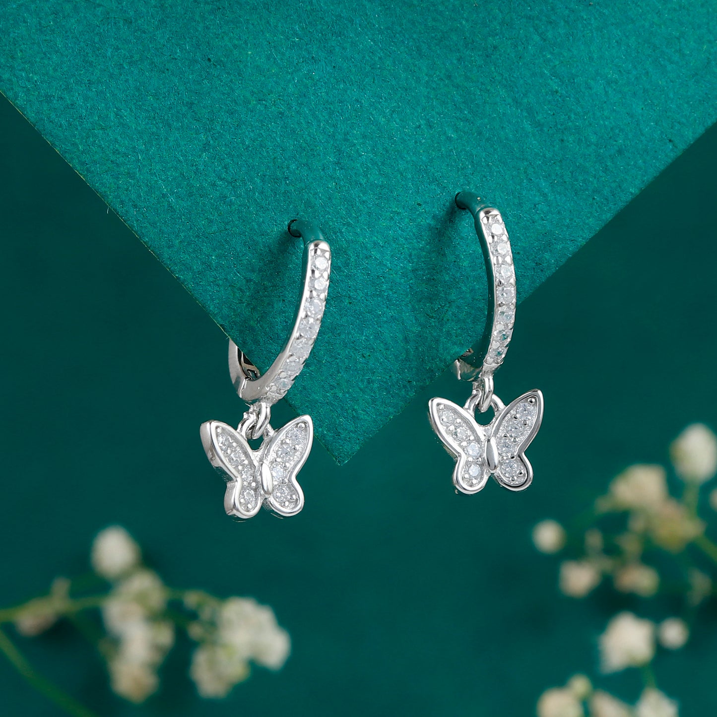 Butterfly Silver earhoops