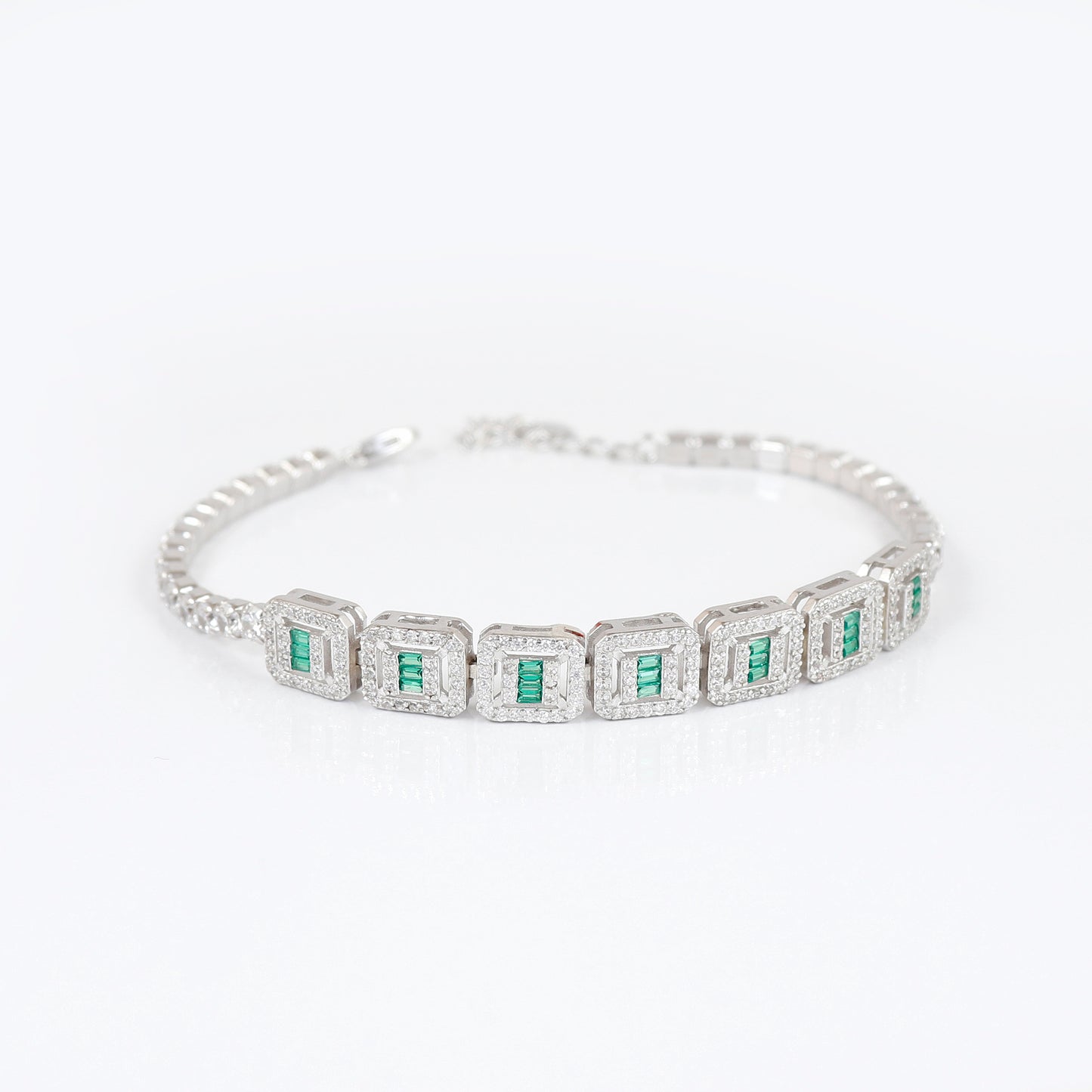 925 Sterling Silver Jade Stone Bracelet