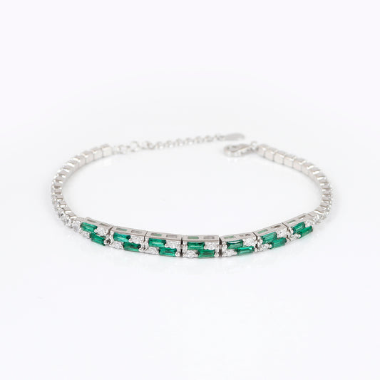 Silver Emerald square Cut Bracelet