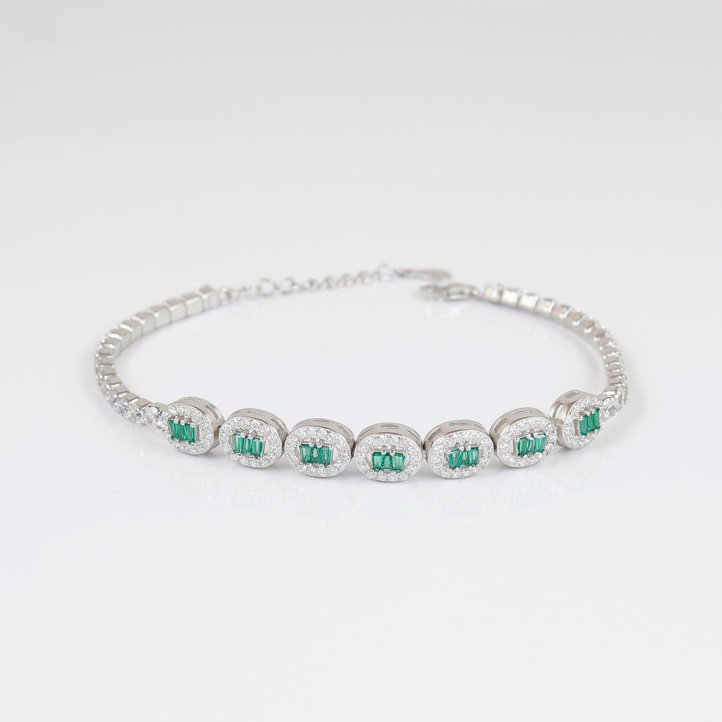 Silver Ruby Stone Bracelet