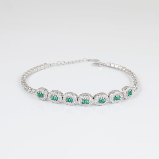 Silver Ruby Stone Bracelet