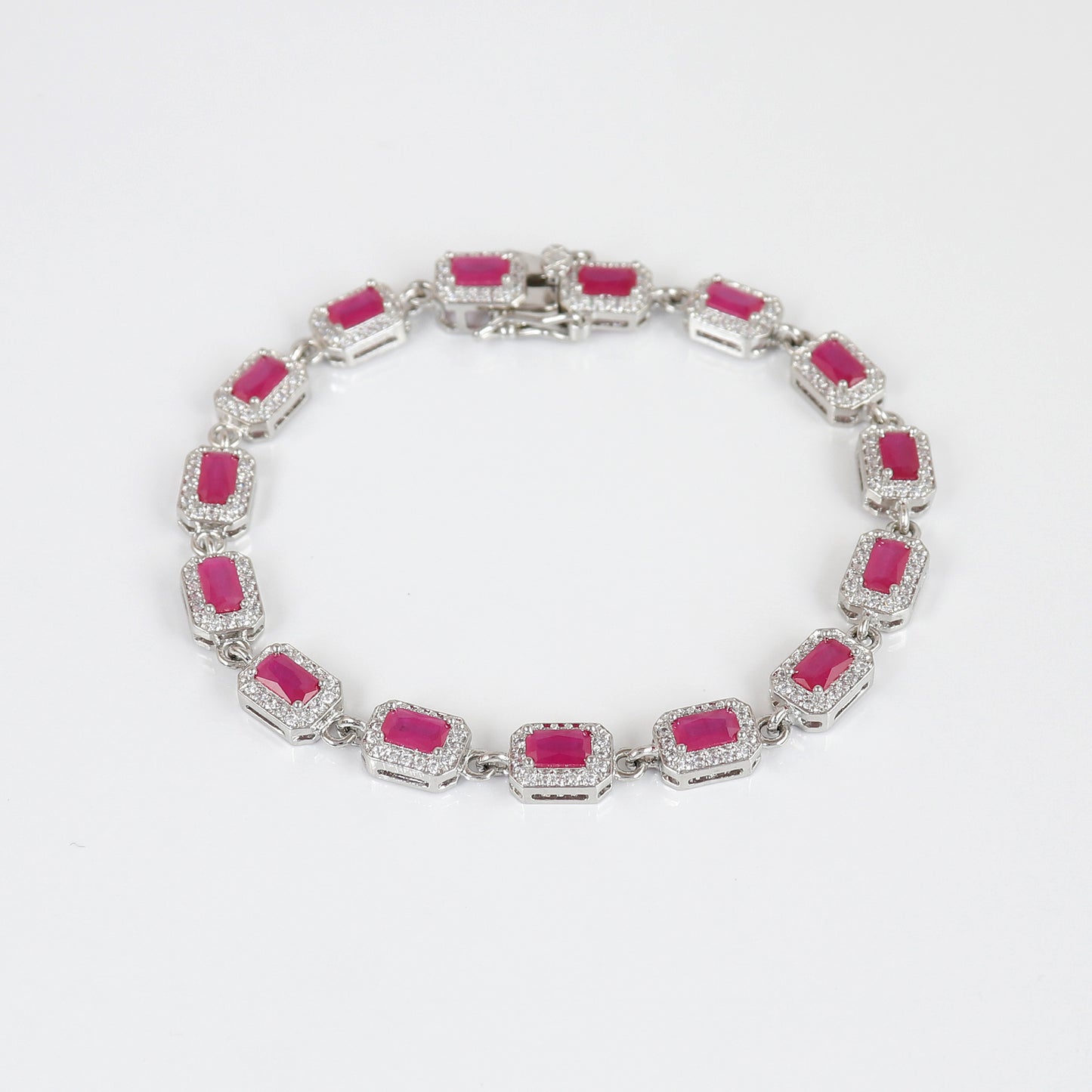 Sterling Silver Ruby Stone Bracelet