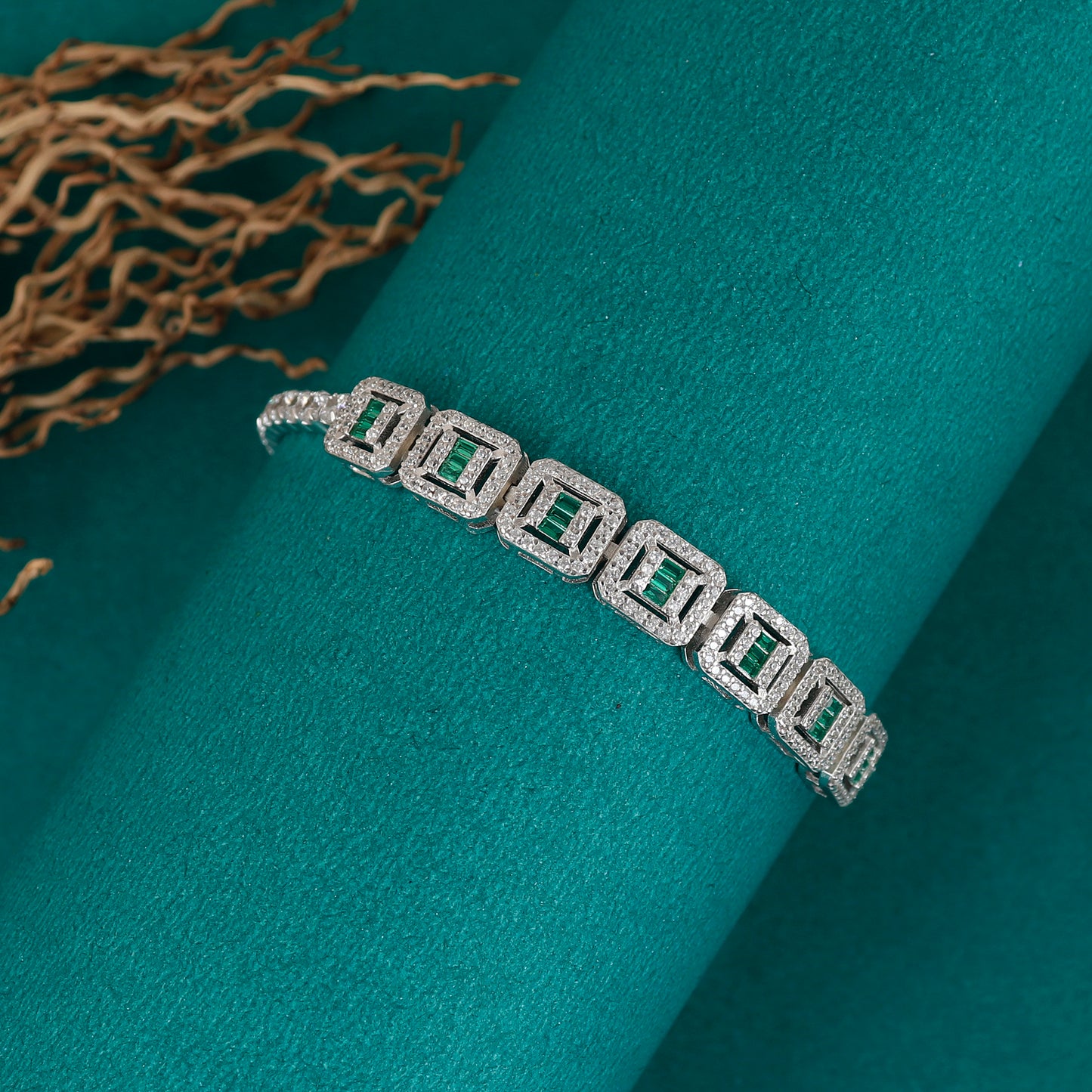 925 Sterling Silver Jade Stone Bracelet