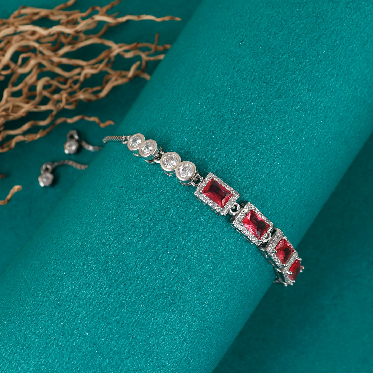 Silver Ruby Stone bracelet