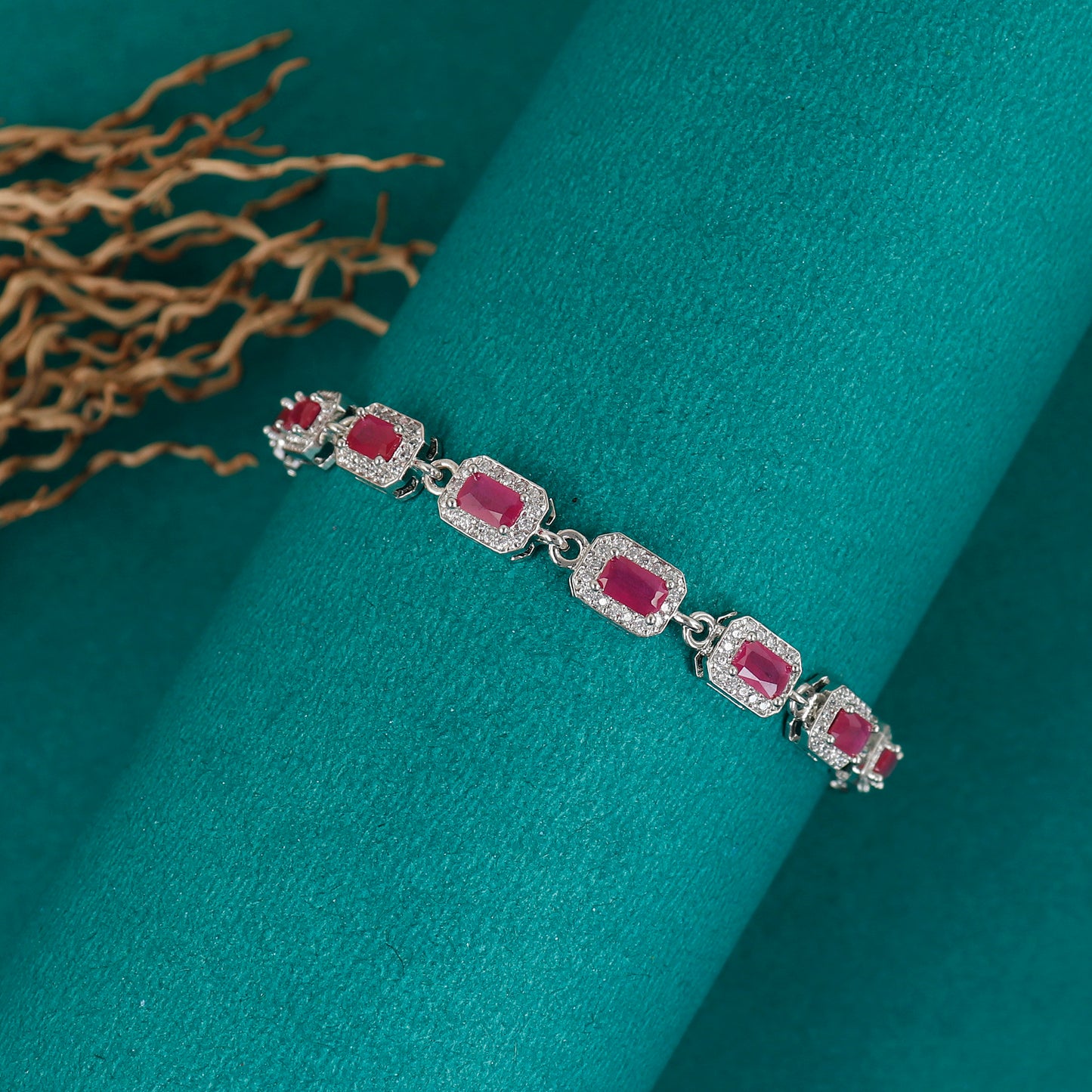 Sterling Silver Ruby Stone Bracelet